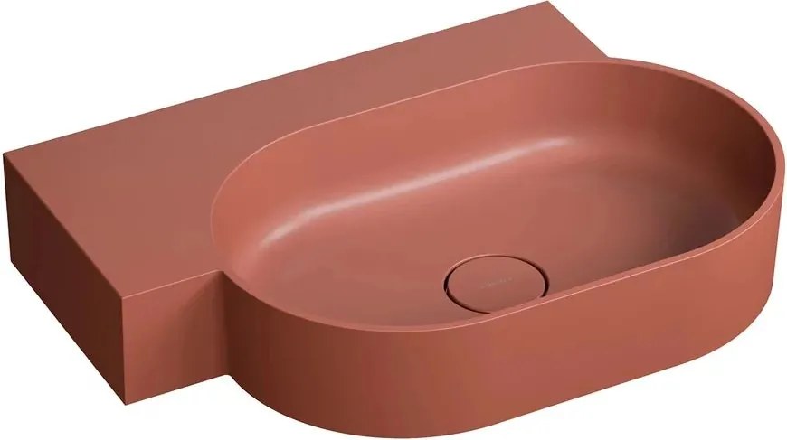 Lavoar suspendat Omnires Ovo M+ finisaj portocaliu mat 64.5 cm stanga