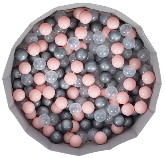 Piscină cu bile pentru copii d. 80 cm roz/gri