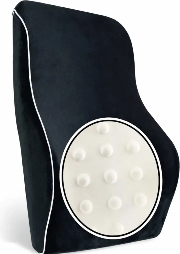 ORTO SPINAL CATIFEA Pernă ortopedică pentru spate, din spumă cu memorie, două bretele de fixare, Negru