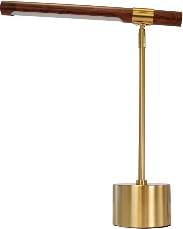 Lampa de birou LED din otel cu efect de nuc Gold steel