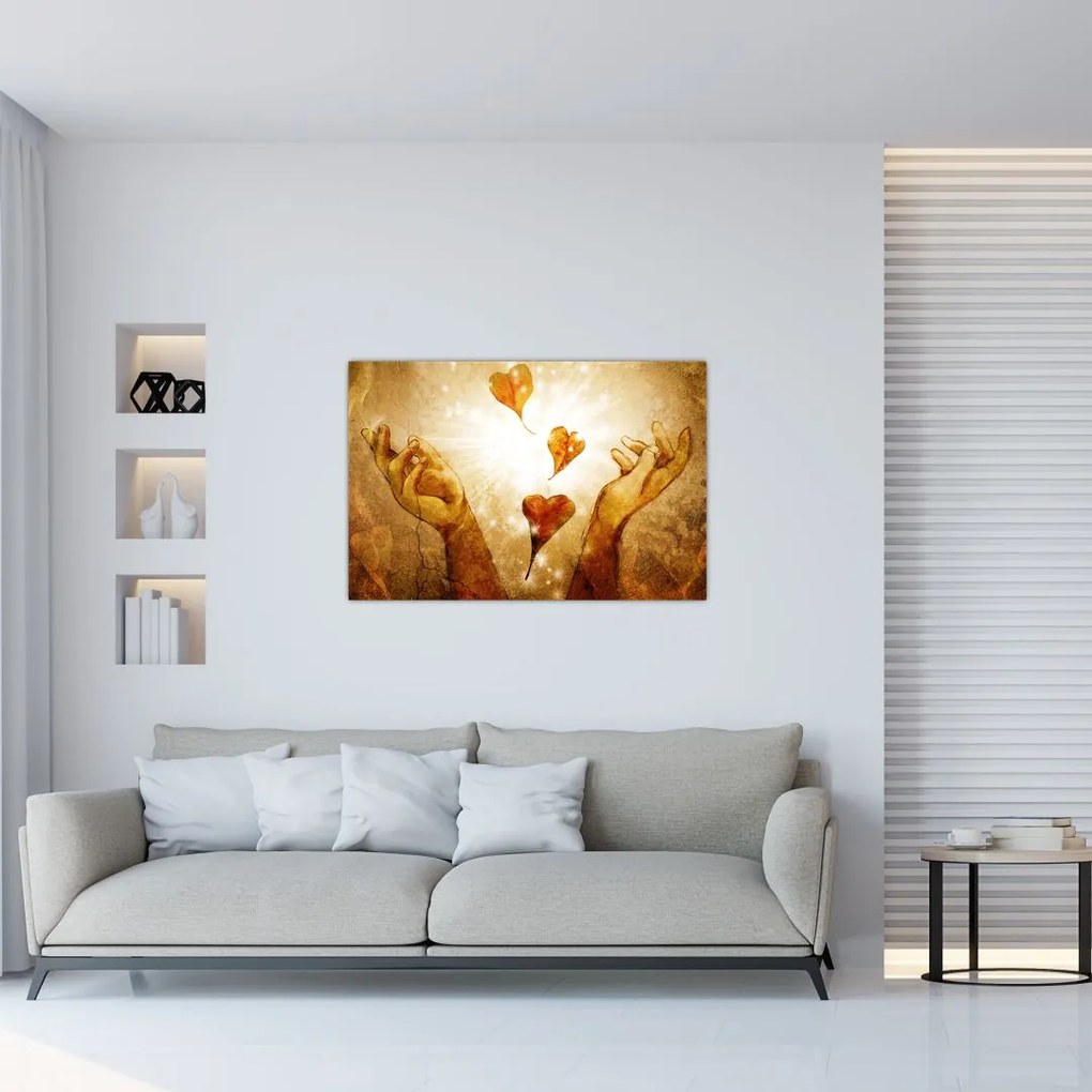 Tablou - pictura mâinilor pline de dragoste (90x60 cm)
