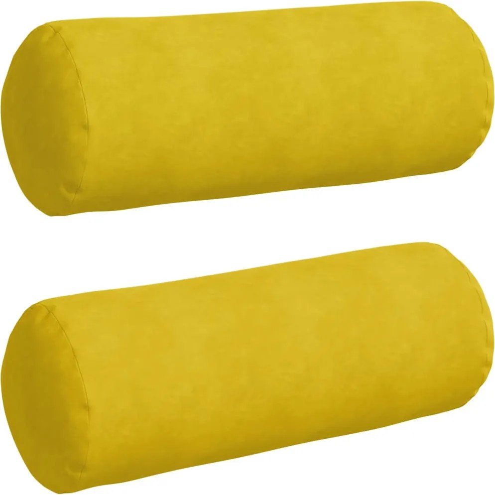 vidaXL Perne Bolster 2 pcs Galben Ø 25 x 70 cm Țesătură din corduroy