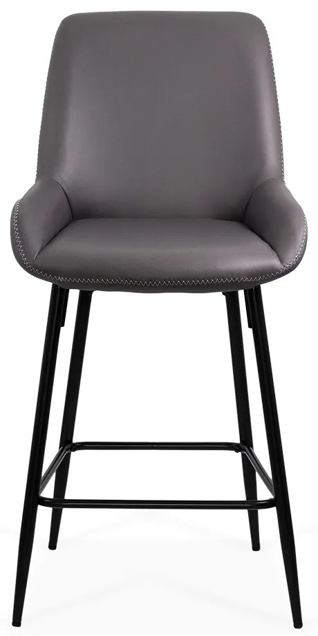 Scaun de bar fix din piele sintetică gri si cadru metalic ABS 146