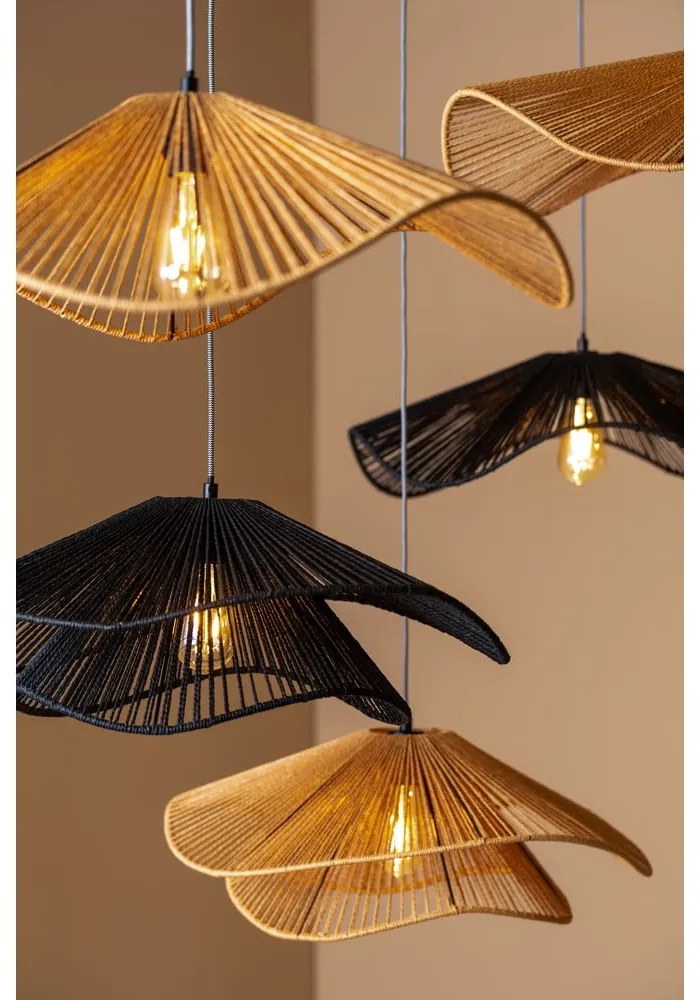 Lustră neagră cu abajur din sfoară din hârtie ø 62 cm Sombra – Leitmotiv