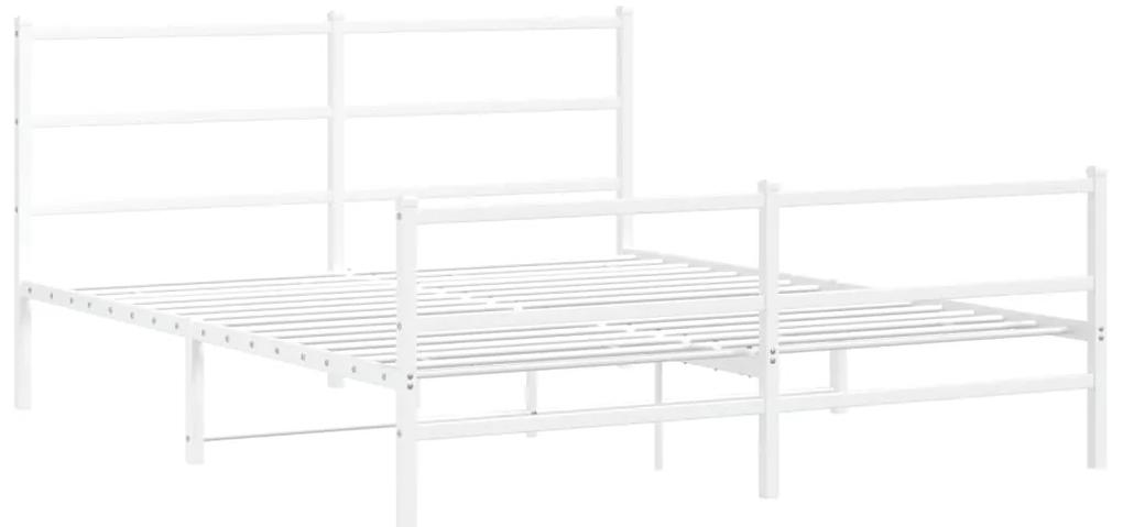 355435 vidaXL Cadru pat metalic cu tăblie de cap/picioare , alb, 160x200 cm