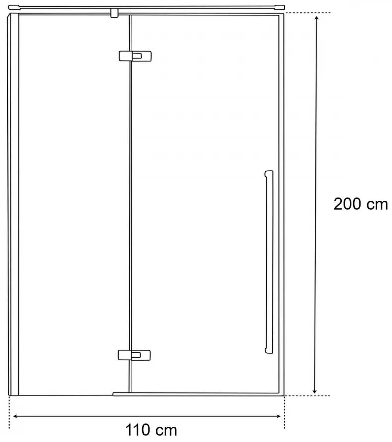 Cabină de duș Sorrento 110x200 cu balamale, stânga, cu finisaj Easy Clean