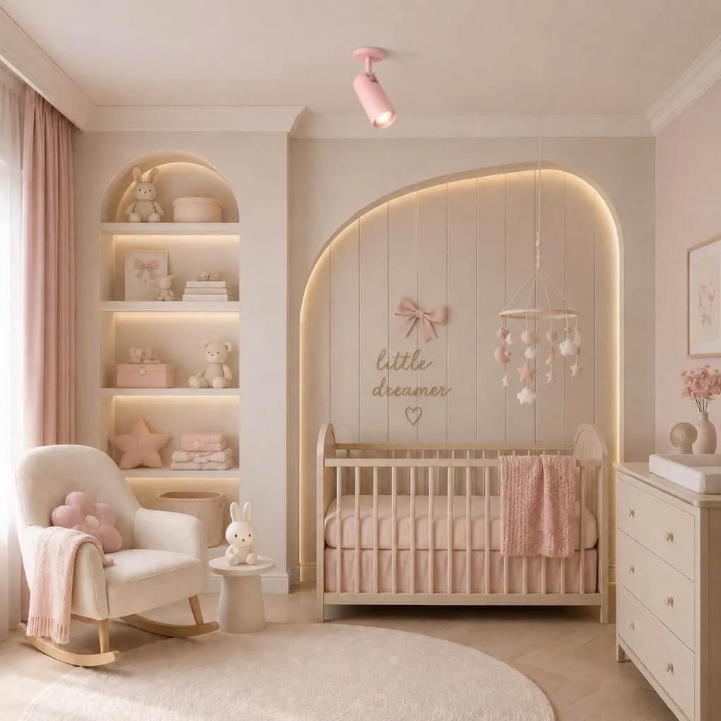 Spot incastrat directionabil cu bec GU10 Linca roz pastel