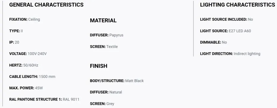 Lustra suspendata XL abajur textil 64cm WINDSOR negru, gri