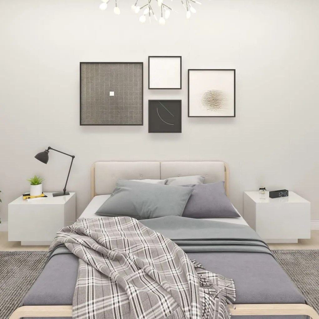 3082771 vidaXL Noptieră, alb extralucios, 100x35x40 cm, lemn prelucrat