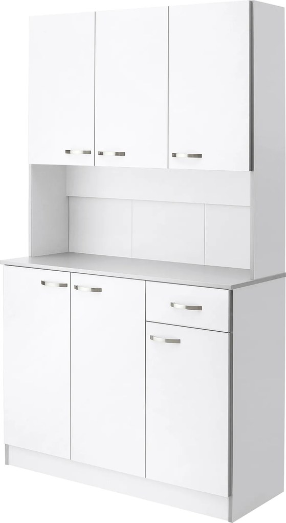 HOMCOM Bufet de bucătărie dulap de bucătărie contemporan depozitare multiplă 6 uși 1 sertar + blat mare | Aosom Romania