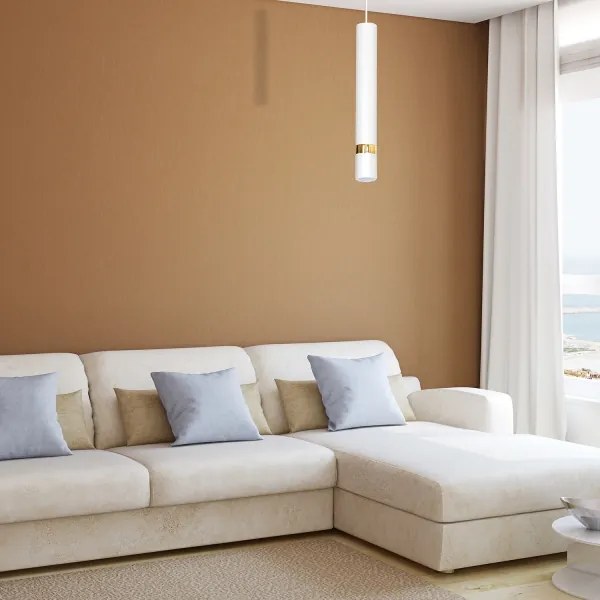 Lustră suspendată pe cablu JOKER, 1xGU10/25W/230V, alb/auriu