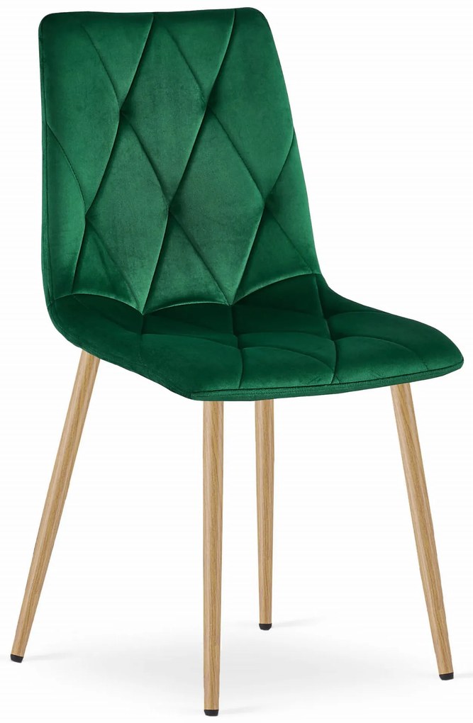 Scaun Bucatarie/Dining Fido Picioare Finisaj Lemn, Catifea Verde