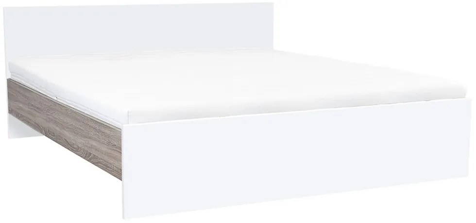 Pat dublu Miami fără cadru 180x200 cm alb-stejar York