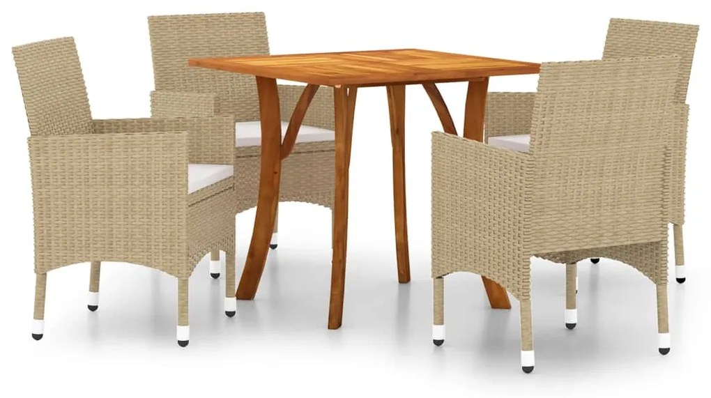 Set mobilier de gradina, 5 piese, bej Bej, Lungime masa 85 cm, 5