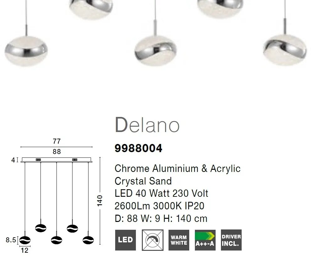 Lustra cu 5 pendule LED design modern Delano