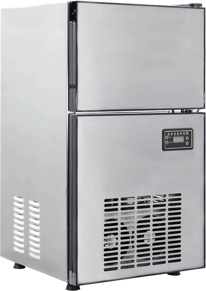 vidaXL Maker de cuburi de gheață cu ușă Argintiu 43 x 40 x 71 cm