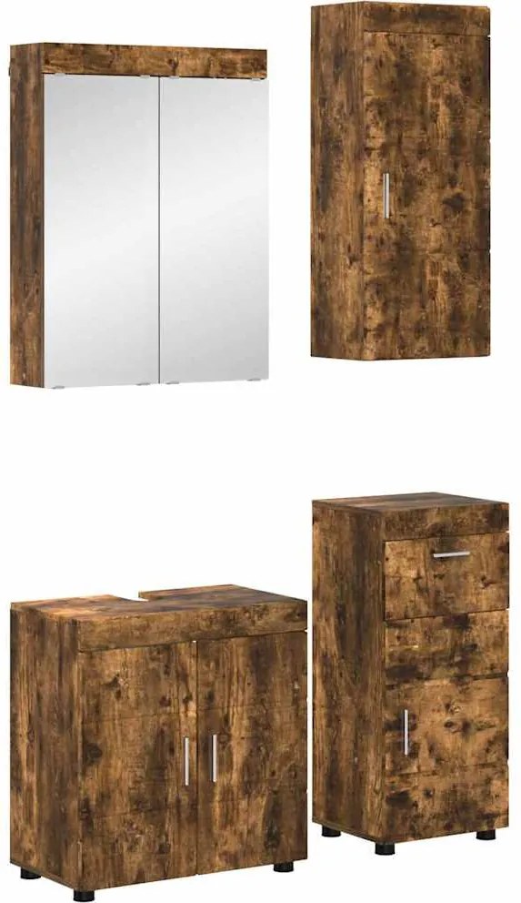 vidaXL Set de mobilier pentru baie TULUM Stejar fumuriu Lemn compozit