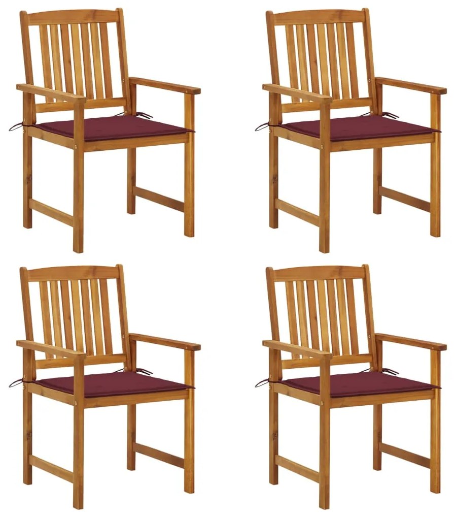 vidaXL Scaune de grădină cu perne, 4 buc., lemn masiv de acacia