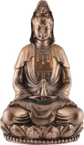 Mini statueta finisaj bronz zeita asiatica Guan Yi, zeita compasiunii 8 cm