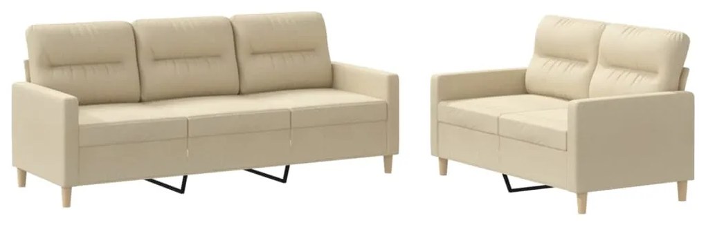 3201602 vidaXL Set de canapele cu perne, 2 piese, crem, textil