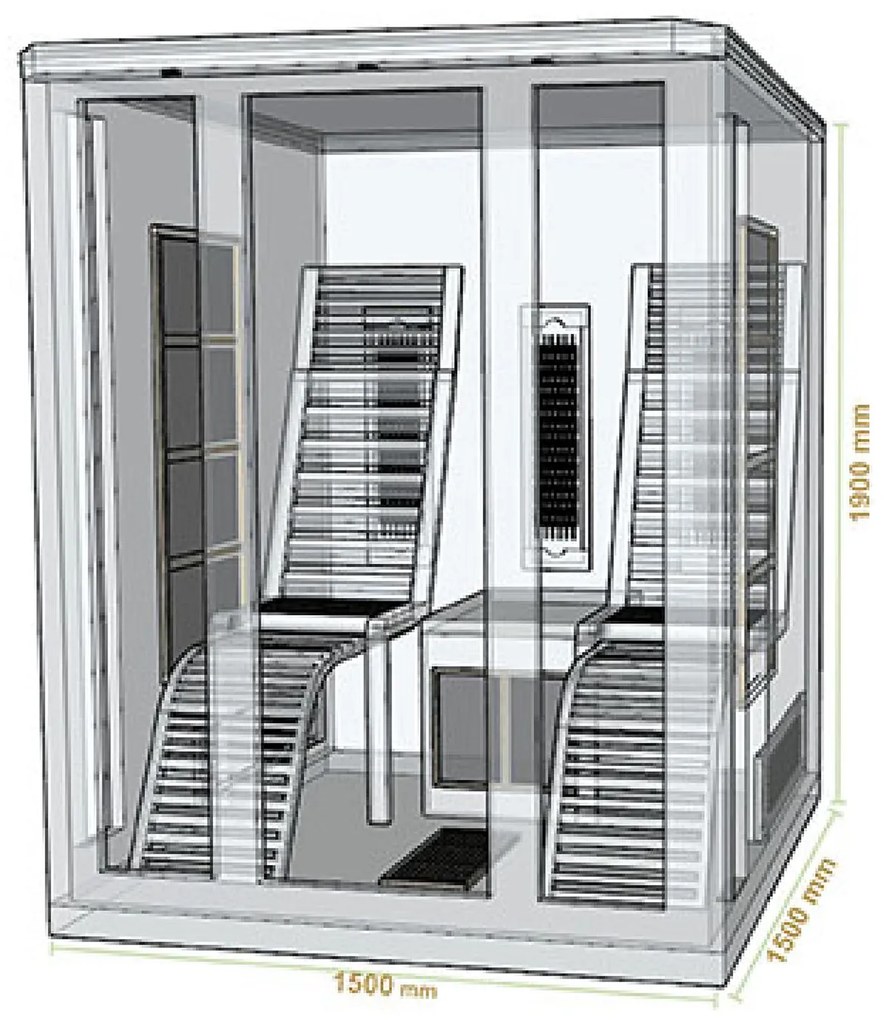 Infračervená sauna/ tepelná kabína Helsinki 150 s triplexným vykurovacím systémom a drevom Hemlock