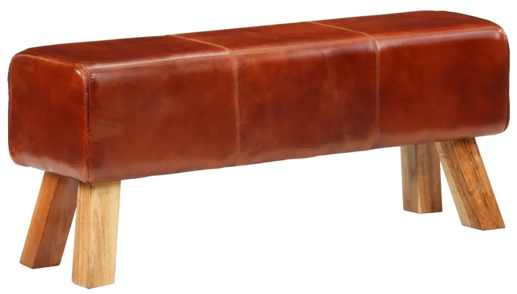 351102 vidaXL Bancă Bok gimnastică maro 110cm piele naturală/lemn masiv mango