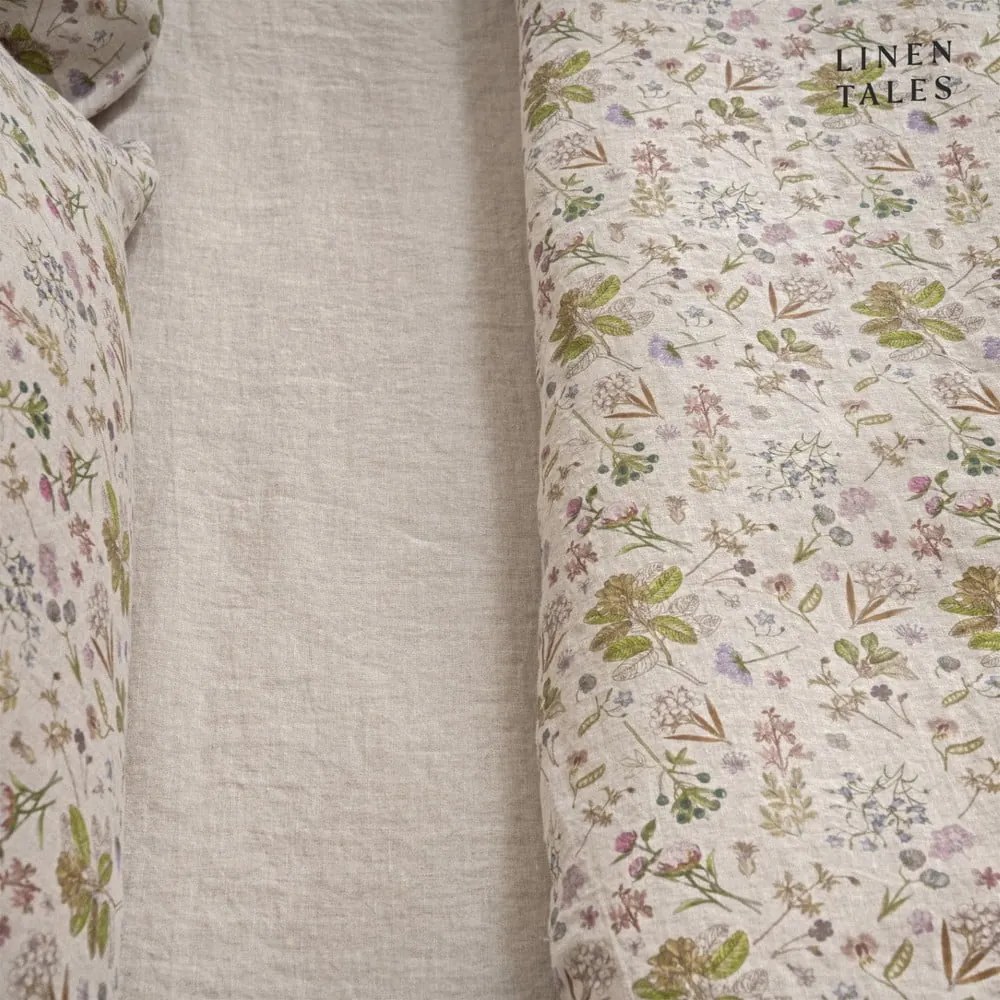 Cearceaf în culoare naturală din in cu elastic 140x200 cm Natural – Linen Tales