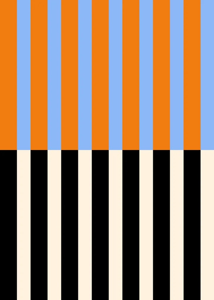 Tapet Stripped, Orange &amp; Blue, Rebel Walls