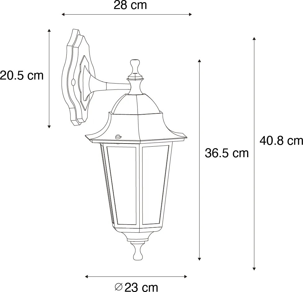 Lanterna clasica de perete de exterior verde inchis IP44 - New Orleans jos