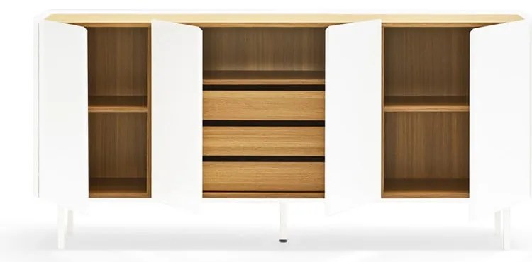 Comodă albă/în culoare naturală joasă cu aspect de lemn de stejar 165x78 cm Arista – Teulat