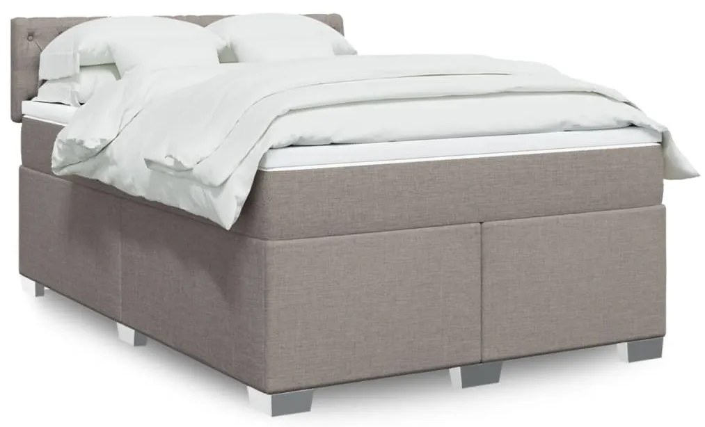 vidaXL Pat continental cu saltea gri taupe 140x200 cm material textil