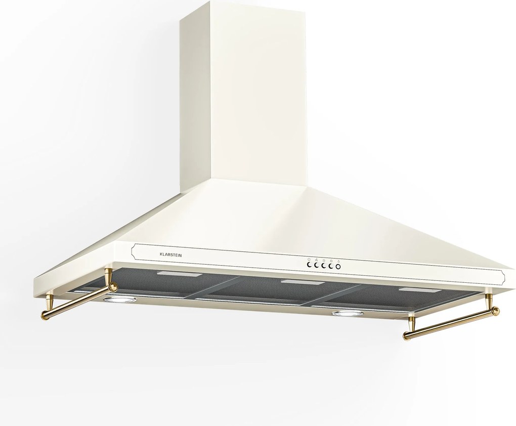 Klarstein Victoria 90, hotă extractoare, 90 cm, design retro, 644,5 m³ / h, 2 lumini LED