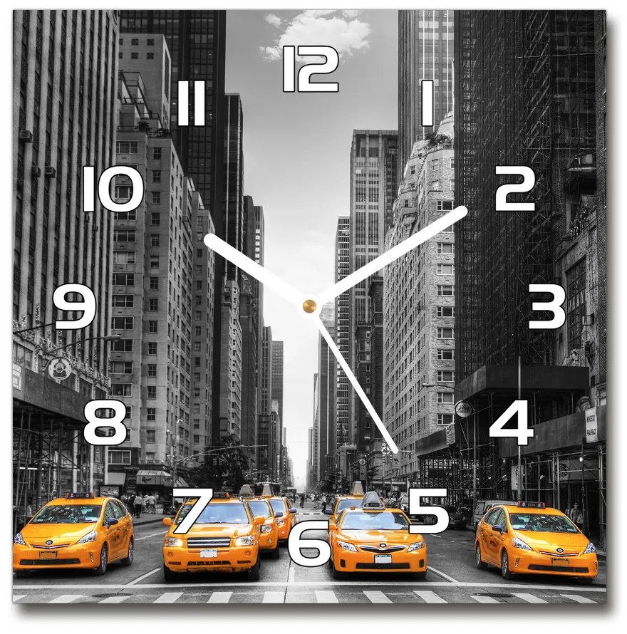 Ceas de sticlă pe perete pătrat New York taxiuri