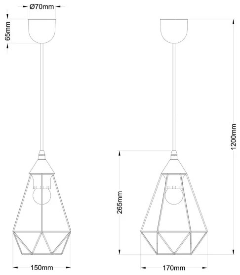 Lustră pe cablu Globo 15745H ZACHARY 1xE27/60W/230V d. 17 cm