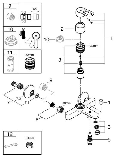 GROHE BAULOOP 23603000 - baterie pentru cadă DN 15, crom lucios