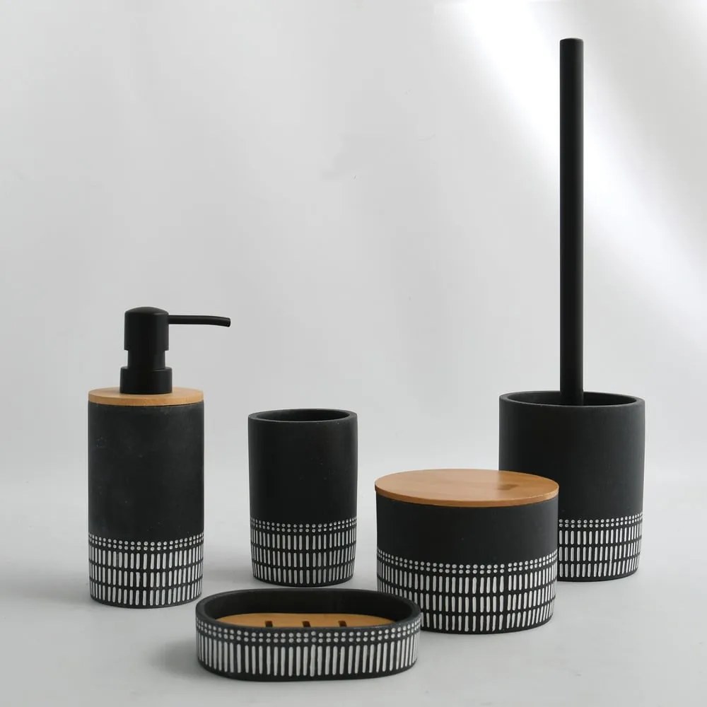 Organizator de baie negru pentru dischete demachiante, din polirășină Yuma – Spirella