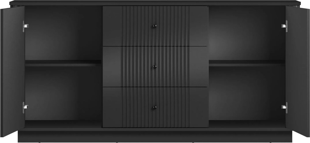 Comodă cu sertare Vesper 160 cm - negru / mânere negre