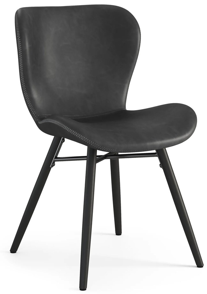 MAZZONI EXPORT ALTEA Piele ecologică Neagră (Gri închis)/picioare negre - SCAUN MODERN PENTRU LIVING/SUFRAGERIE/BUCĂTĂRIE/BIROU