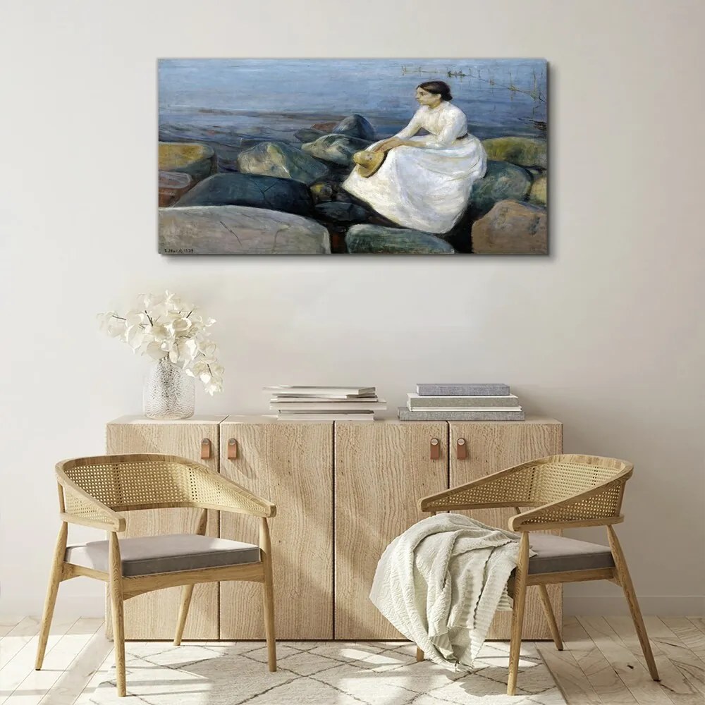 Tablou canvas Plaja de noapte de vară de Edvard Munch