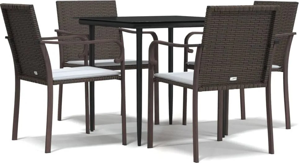vidaXL Set mobilier de grădină cu perne, 5 piese, poliratan și oțel
