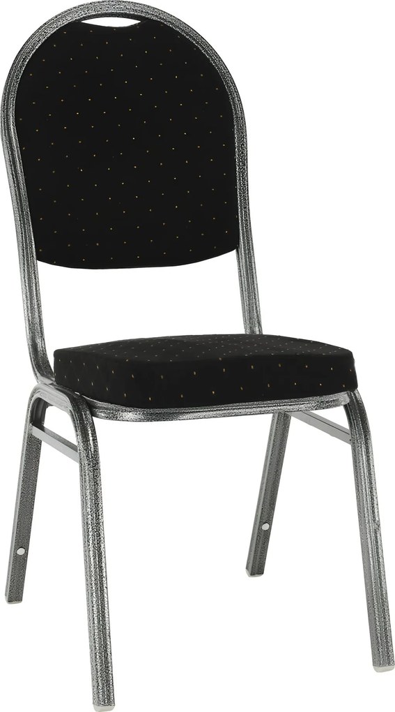 Scaun, stivuibil, material negru/ cadru gri, JEFF 3 NEW