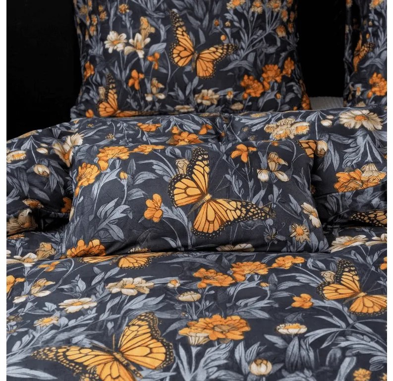 Lenjerie de pat din microfibra BUTTERFLY GARDEN albastru-gri Dimensiune lenjerie de pat: 2 buc 70 x 90 cm | 200 x 220 cm