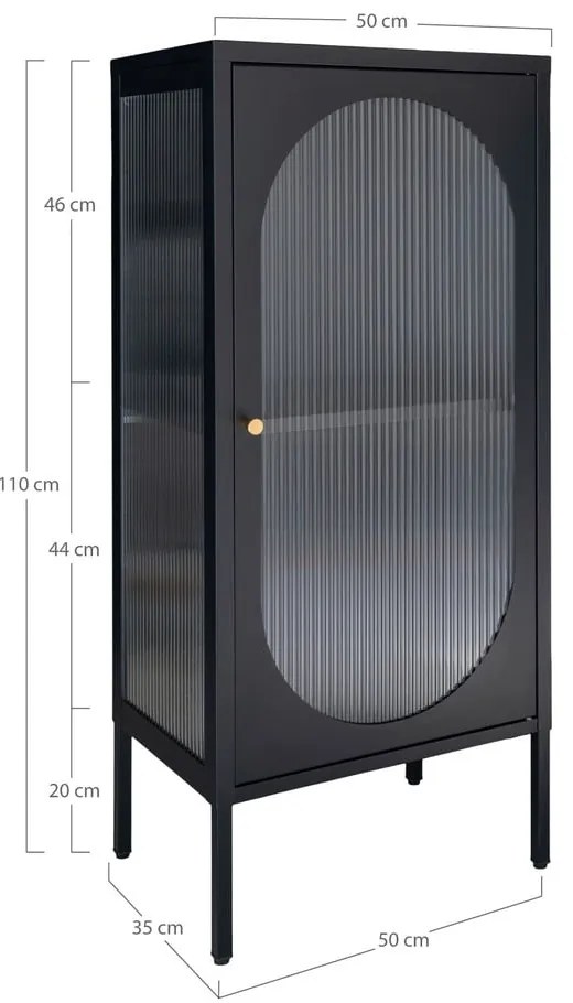 Vitrină neagră din metal 50x110 cm Adelaide – House Nordic