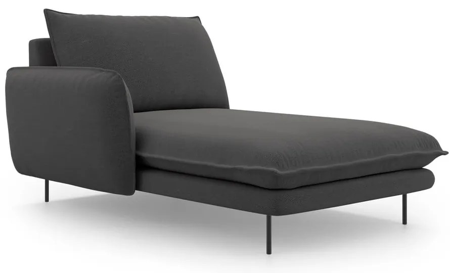 Șezlong divan cu cotieră pe partea stângă Cosmopolitan Design Vienna, gri închis