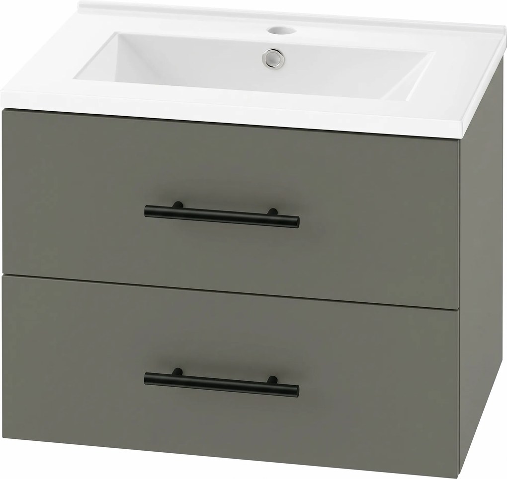 HOMCOM Dulap pentru Baie cu Lavoar din Ceramică, 2 Sertare, 61 x 40 x 48 cm, Verde | Aosom Romania