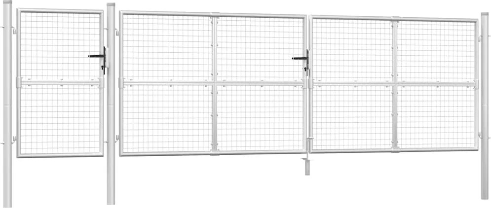 vidaXL Poartă de grădină din plasă, argintie, 500x125 cm, oțel galvanizat