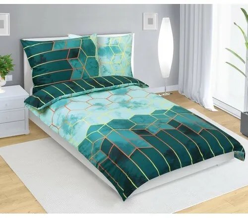 Lenjerie de pat din bumbac Bellatex Plaid verde ,140 x 200 cm, 70 x 90 cm