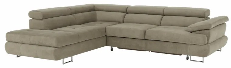 Colţar cu spaţiu de depozitare, Maro deschis, material textil, stânga, BUTON R