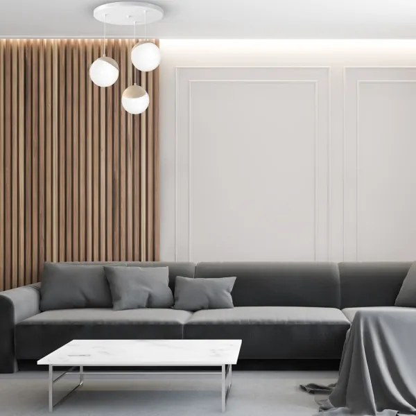 Lustră pe cablu SFERA WOOD 3xE14/40W/230V alb