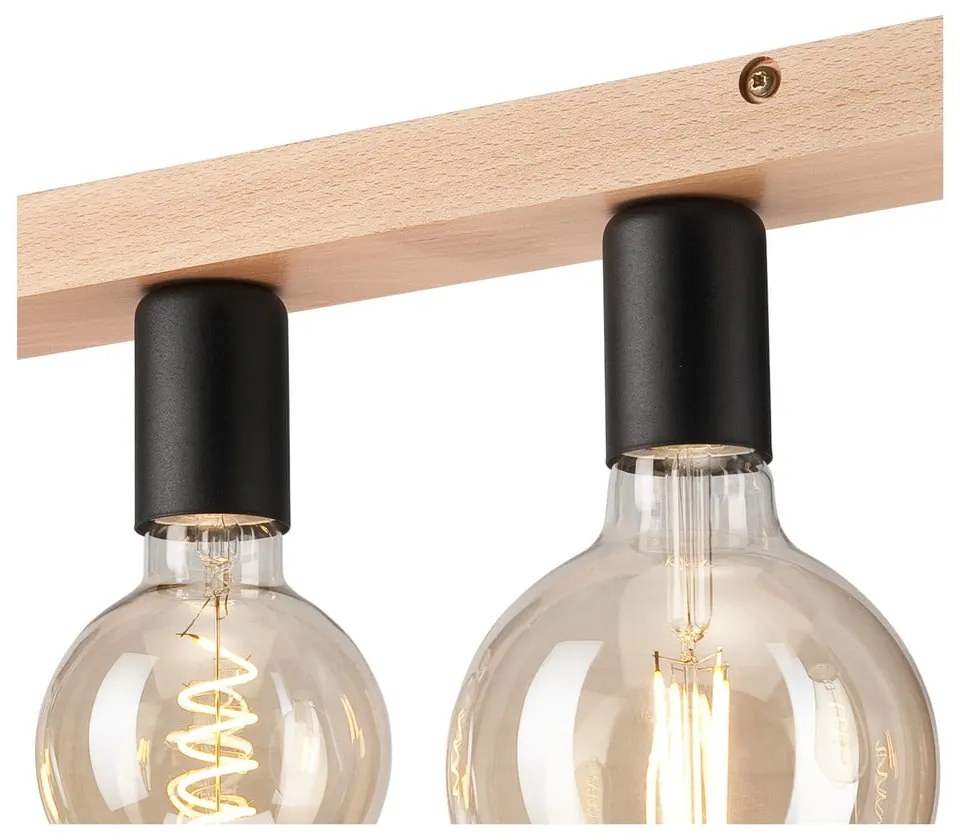 Plafonieră neagră/în culoare naturală - LAMKUR